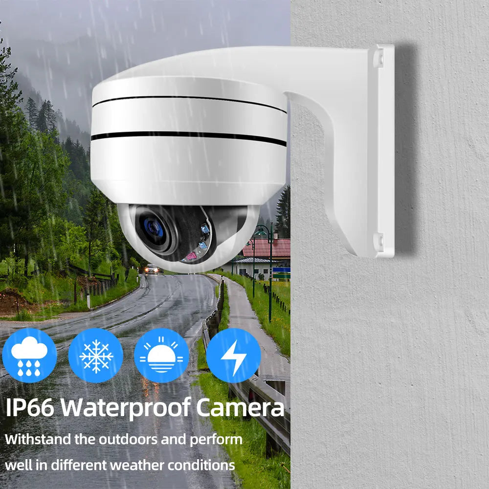 4K 8MP Outdoor IP66 PTZ Dome IP Camera POE 5MP 10X Optical Zoom Motion Detection Night Vision Audio CCTV Security Camera P2P