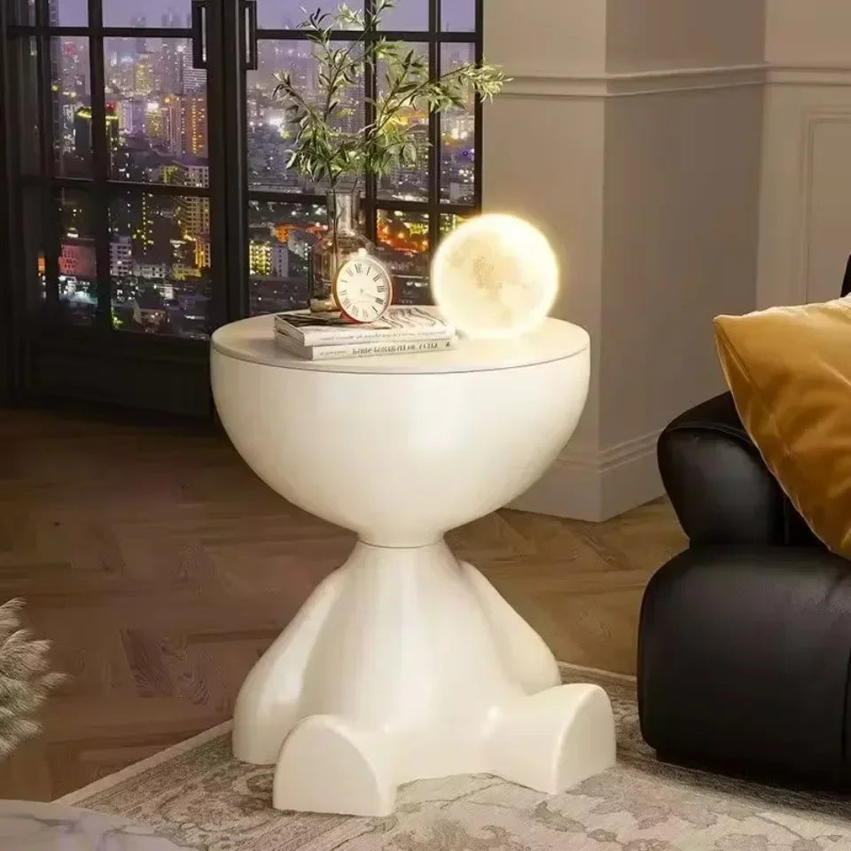 Cream Coffee Table Sofa Bed Side Table Modern Simple Home Accessories Living Room Decor Creative Flat Head Plastic Round Tables