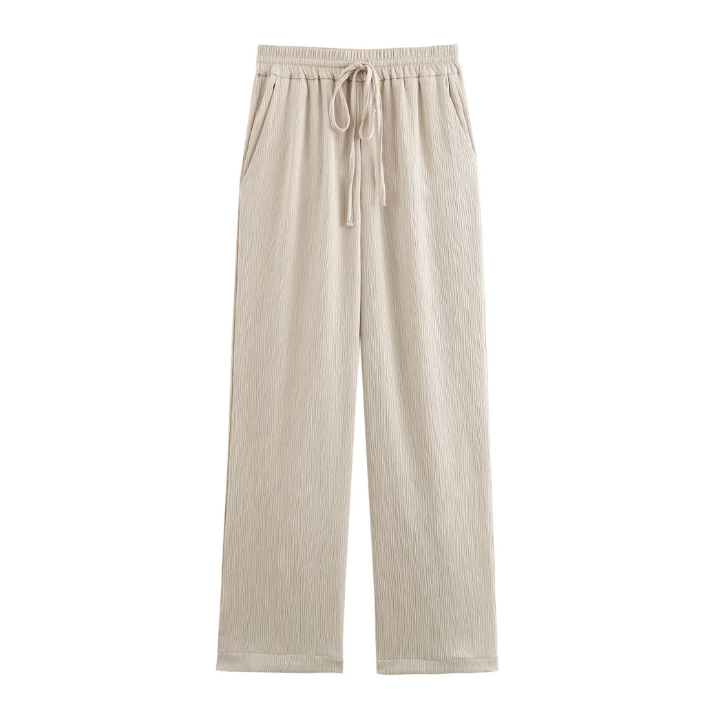 2024 Autumn Women Casual Blazer Coat Pants Set Long Sleeve Double Breasted Blazer + Wide Leg Trousers Lady Office Outfit