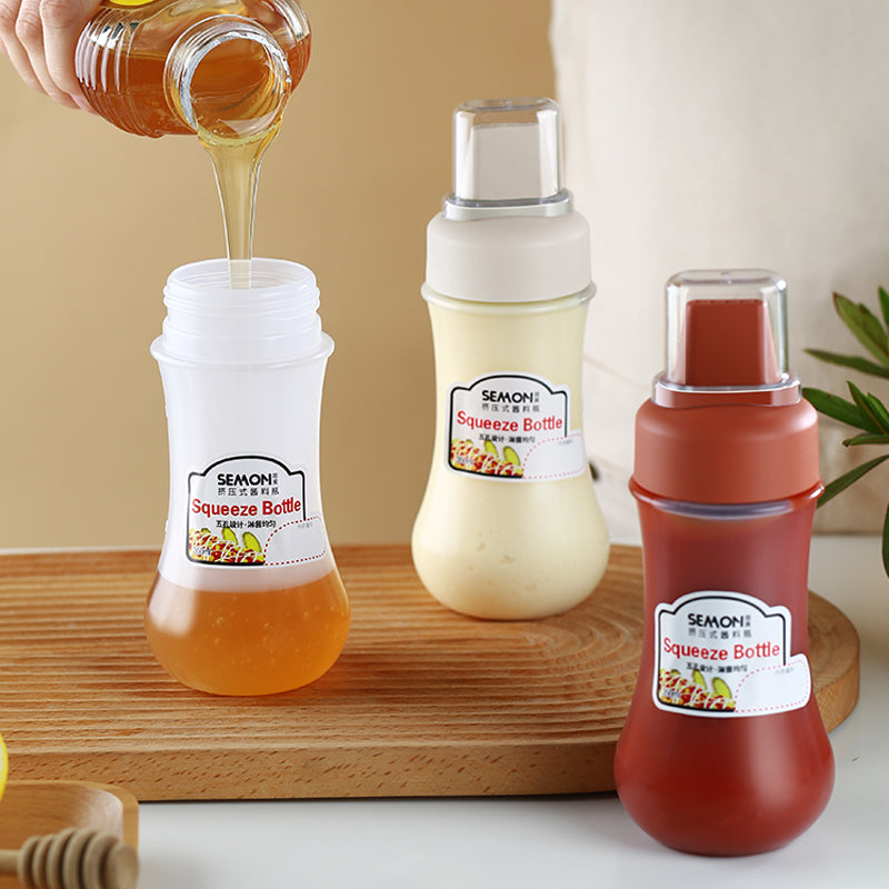 Porous Squeeze Sauce Bottle 350ML Tomato Honey Salad Dressing Container Kitchen Condiment Dispenser for Ketchup BBQ Sauces Oil