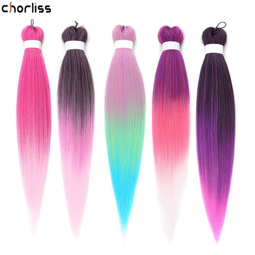 Chorliss Pre-Stretched Jumbo Braids — 24"/26" Synthetic Yaki Ombre (80–90 g, 105 Colors)