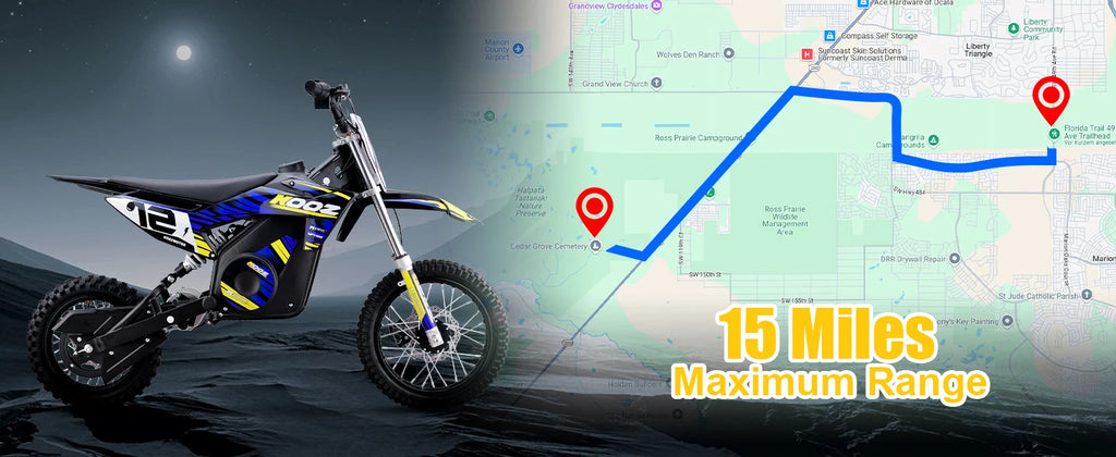 KOOZ HP112E 36V 1000W Electric Dirt Bike for Kids, 3 Speed Modes Teen Electric Motorcycle Up to 18 MPH & 15 Miles Long-Range