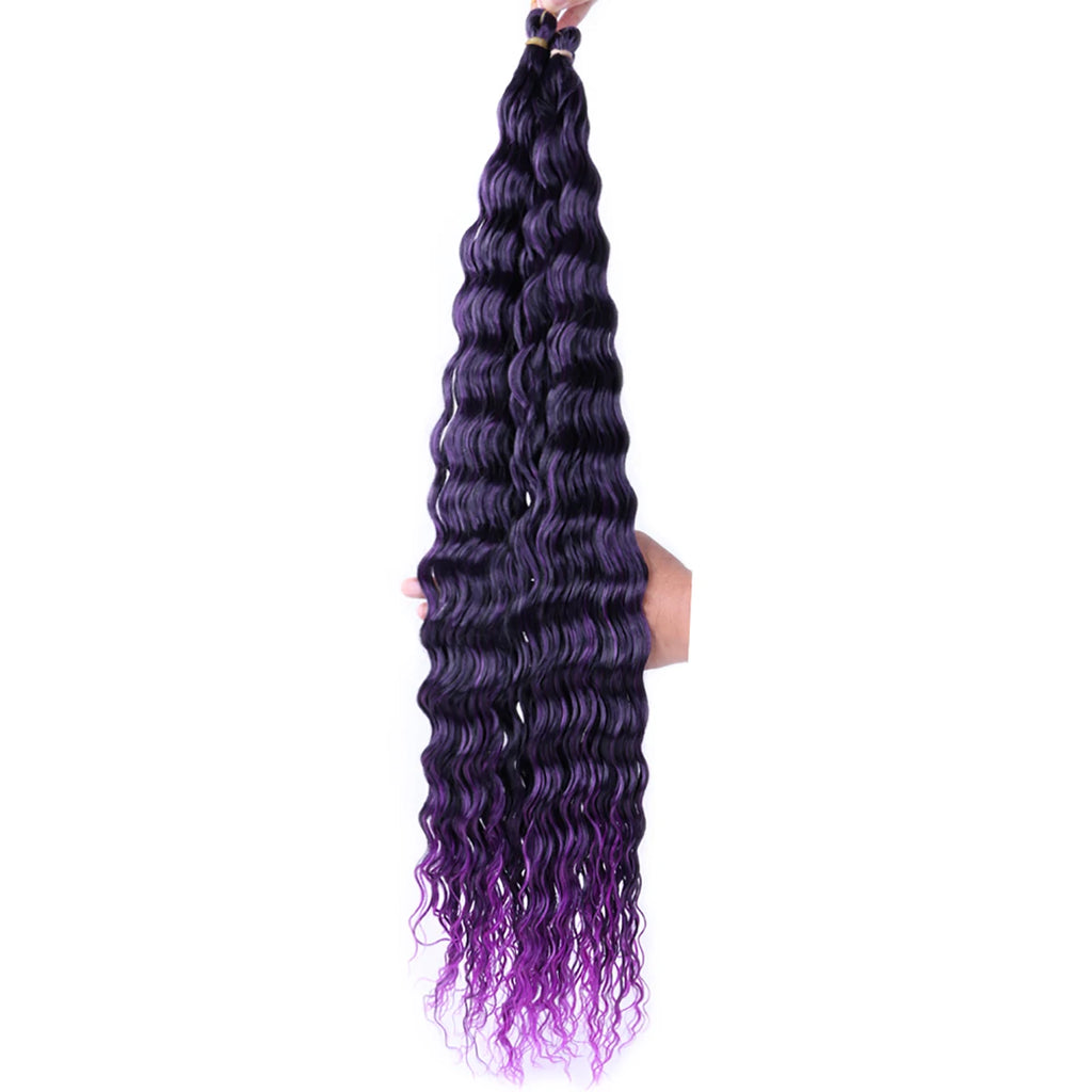 32 Inch Synthetic Pre Stretched Deep Wave Crochet Hair Yaki Ombre Braiding Hair High Temperature Fiber Extensions for Women