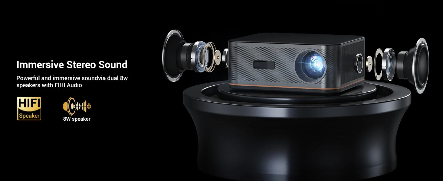 Happrun 4K Home Theater Projector (1500 ANSI, Auto Focus, Wi-Fi & Bluetooth)