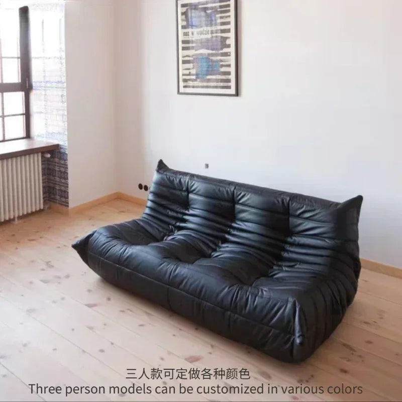 Single Casual Sofa Chair with Cat Scratch Leather Nordic Togo Lazy Caterpillar Sofa Bedroom Living Room Balcony Suede Sofa