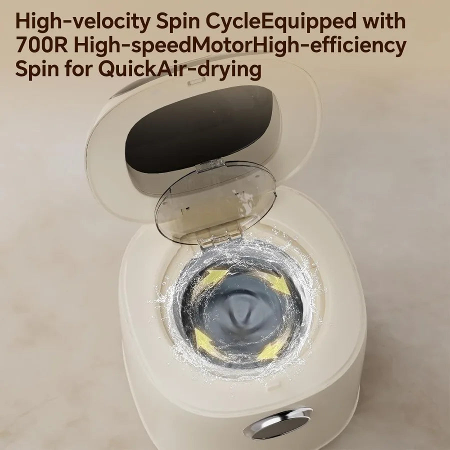 Fully Automatic Mini Washing Machine with Heated Wash Spin Dry Thermal Drying 7L 1kg Capacity Portable for Underwear Socks Baby