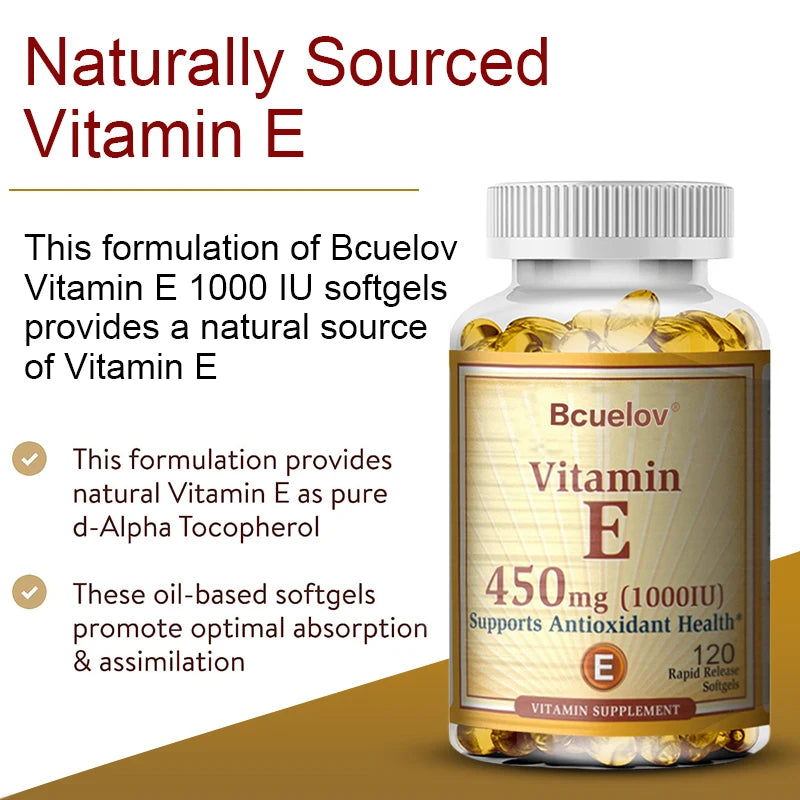 Bcuelov Vitamin E 1000 IU (450 mg) — Antioxidant & Immune Support