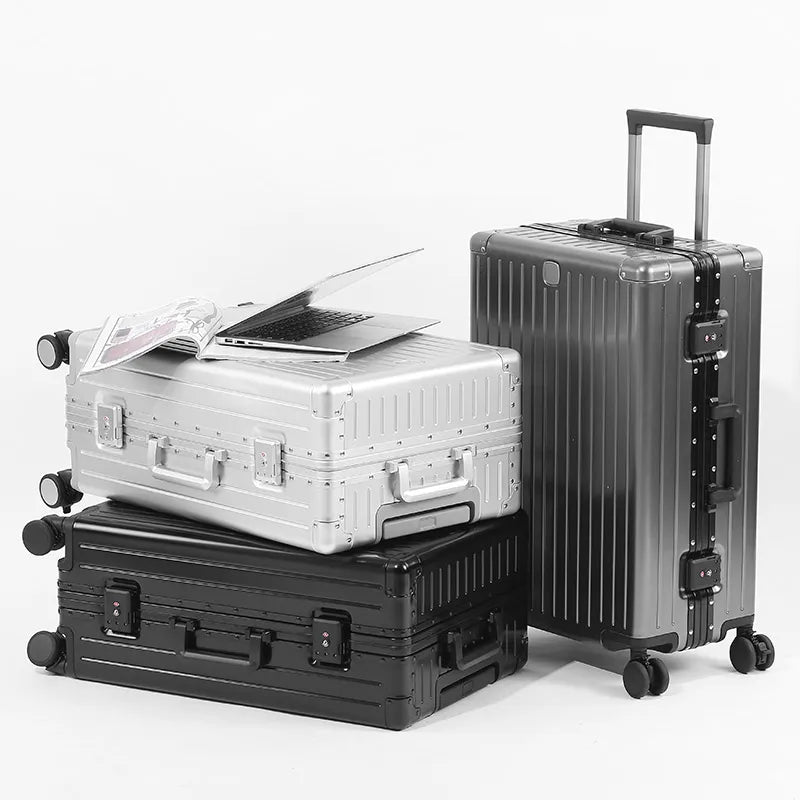 SUSHIMU 100% Aluminum-magnesium alloy Travel Suitcase Rolling Luggage 20/24/28 inch Trolley Luggage Carry-On Cabin Suitcase