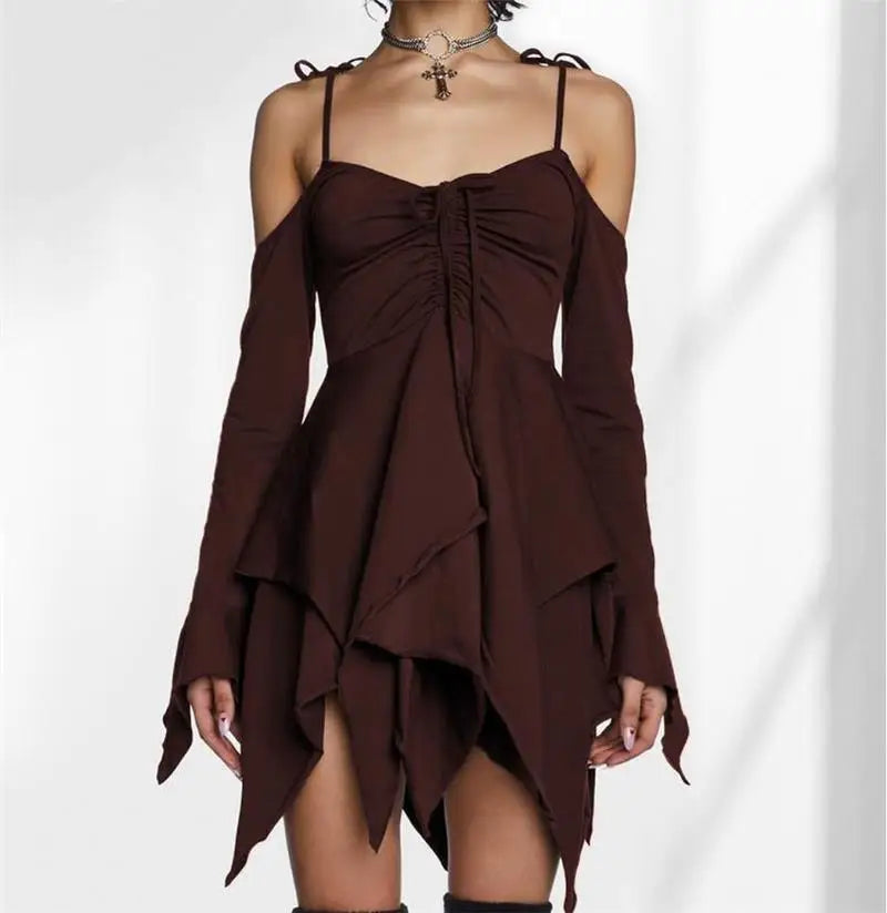 Sexy Asymmetrical Sling Dr Performance Costume loween Irregular Strapl Gown Women's Faion Autumn 2024