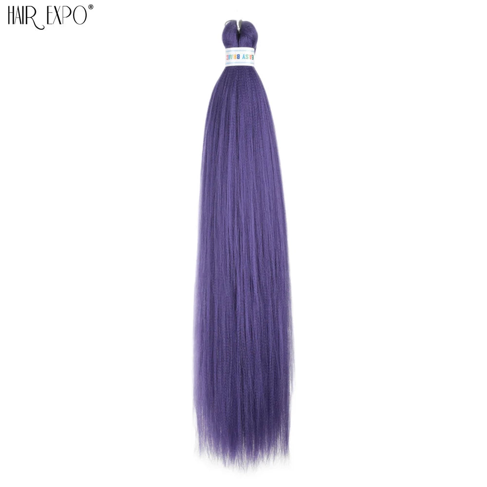 26Inch Easy Braids Hair Synthetic Colourful Pre Stretched Braiding Hair Extensions Jumbo Braids Ombre Yaki Long Straight Hair