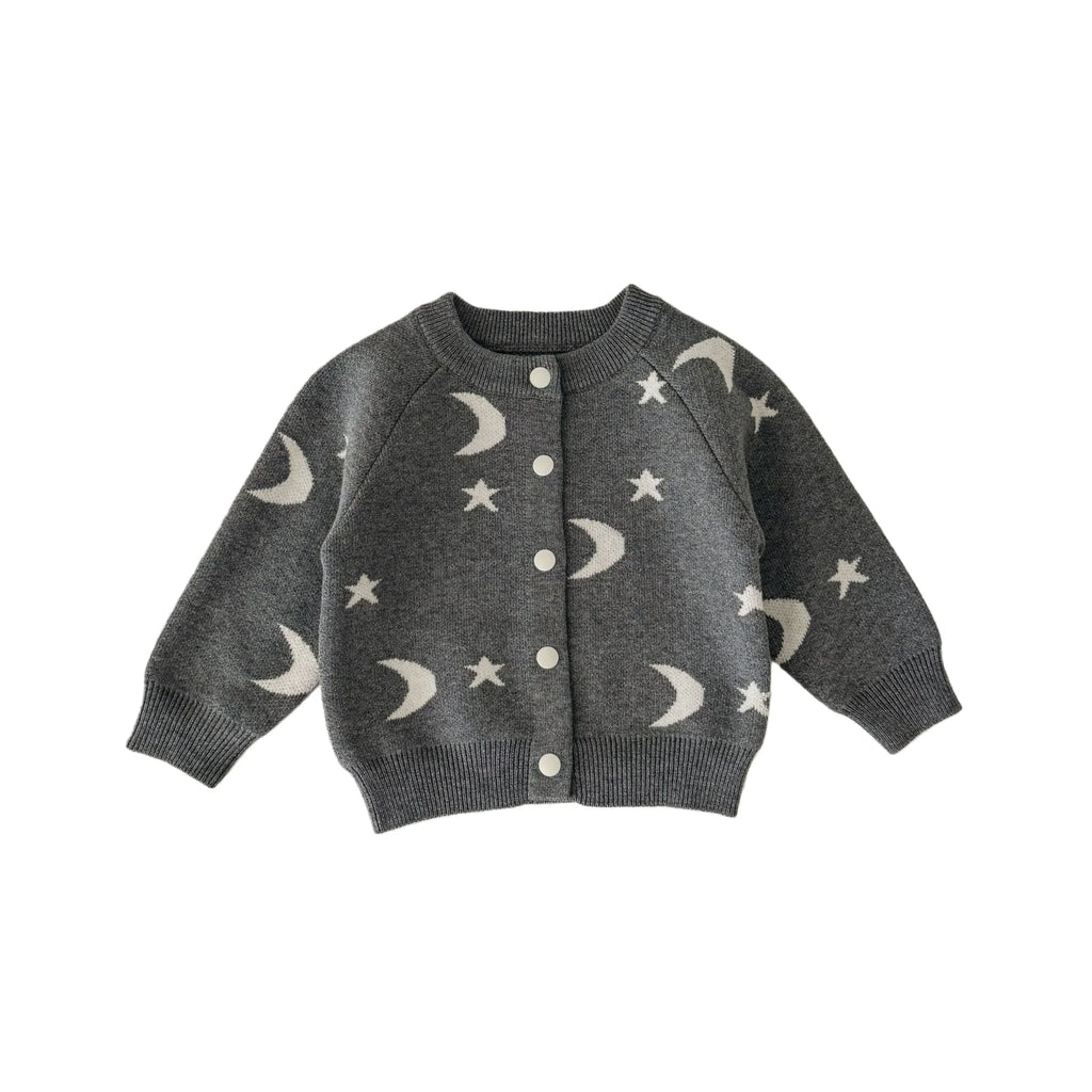2026 Spring New Baby Clothing Single Breast Moon Print Girls Sweaters Option Knit Overalls  Baby Girls Knitwear