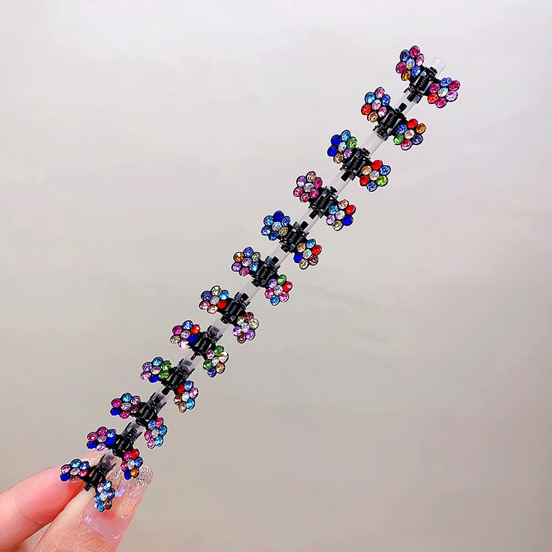 12pcs/Set Glitter Rhinestone Colorful Flowers Mini No-Slip Metal Hair Claws Hair Accessories For Girls Hair Clips Hairpins
