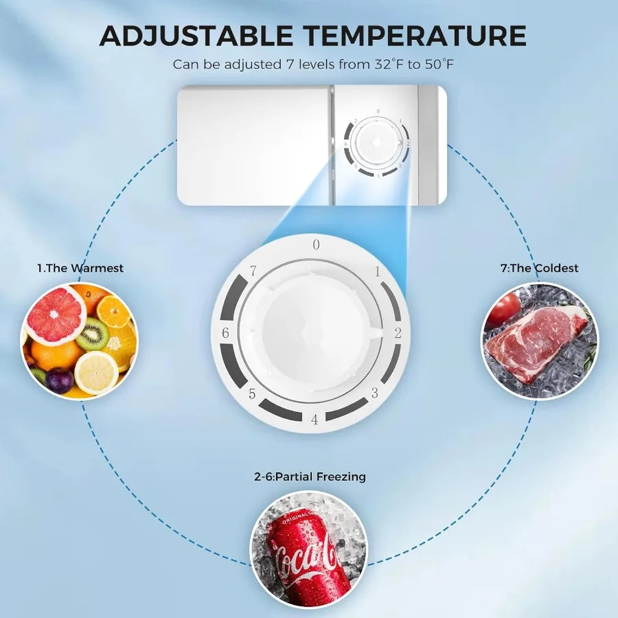 1.7 Cu.Ft Compact Refrigerator with Freezer Featuring Adjustable Thermostat Removable Glass Shelf and Single Reversible Door Id