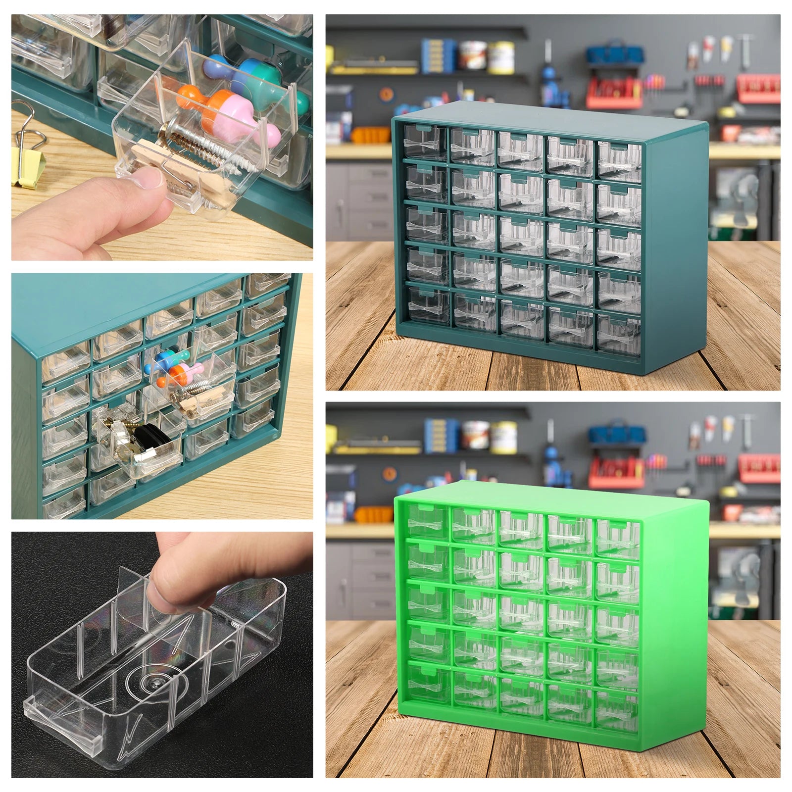 25 Drawer Plastic Drawer Storage Cabinet Storage Hardware and Craft Cabinet with 50 Removable Dividers for Bead Lego Storage