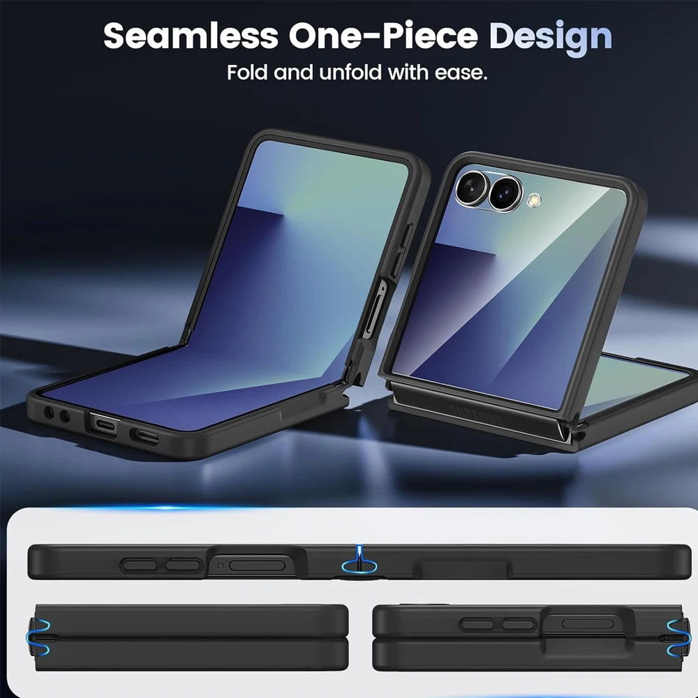 UYUXIO Magnetic Wireless Charging Mobile Phone Case for Samsung Galaxy Z Flip 7 Cases Slim Rugged Translucent Cover with Magnet