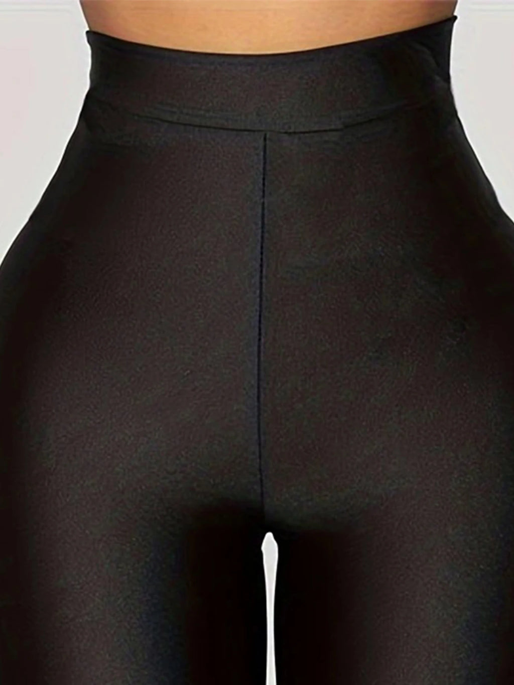 Women’s Plus Size Glow-in-the-Dark High-Waisted Leggings – Shiny Black Nylon Stretch Pants (0XL–4XL)