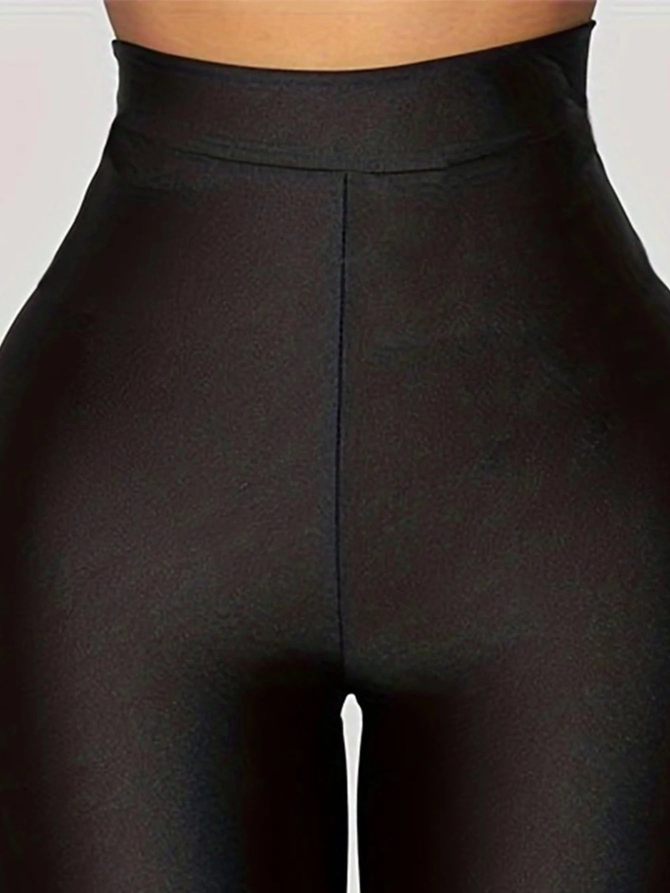 Women’s Plus Size Glow-in-the-Dark High-Waisted Leggings – Shiny Black Nylon Stretch Pants (0XL–4XL)