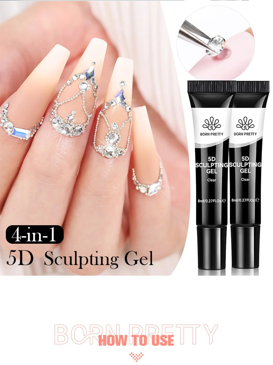 BORN PRETTY 5D Sculpting Nail Gel (8ml) – Emboss & Carve 3D Designs