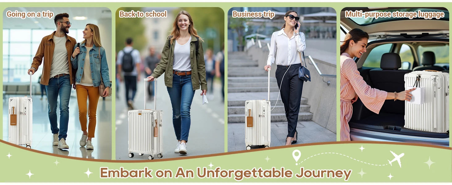 Joyway 20″ Expandable PP+ABS Carry-On | Cup Holder, USB Ports, TSA Lock & 360° Spinner Wheels