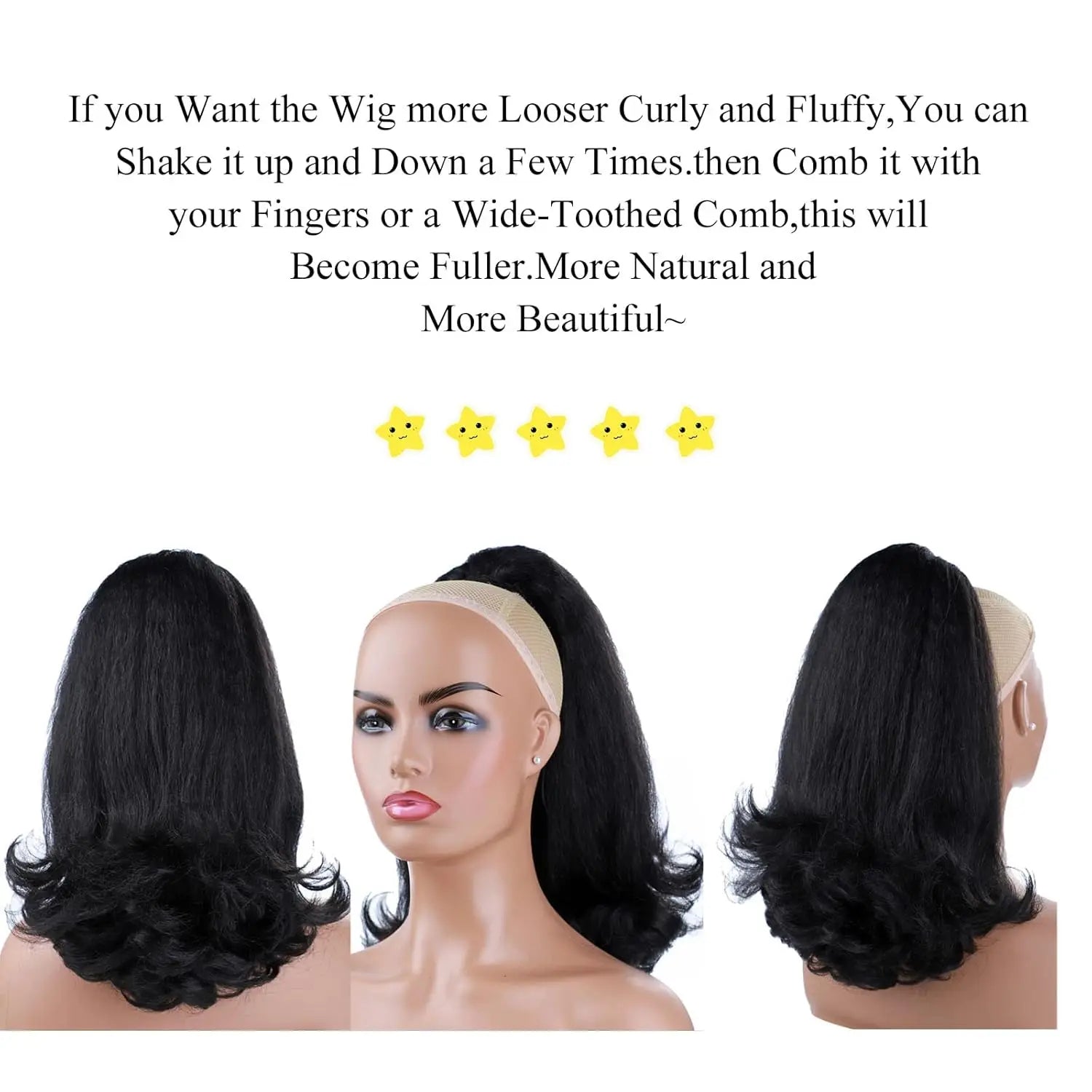 16Inch Synthetic Nature Black Drawstring Ponytails for Black Womens Yaki Straight Hair Extensions Warping For Daily Party Use