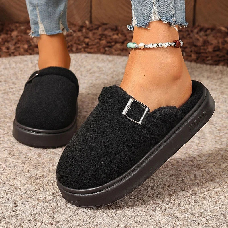 Winter Women's Slippers Home Plush Luxury Designer Woman Shoes Indoor Fluffy Fashion Platform Fuzzy Fur Slides Elegant Flat Soft