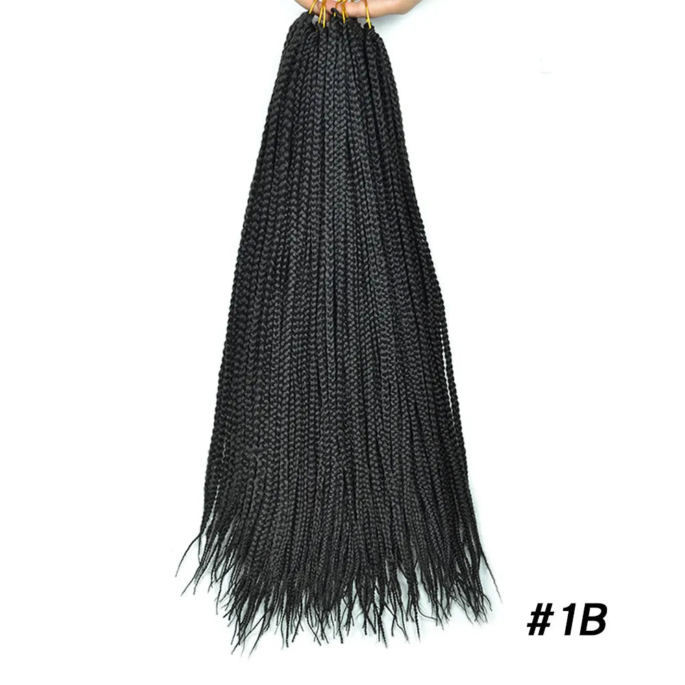 Synthetic Box Braids Hair Colored Crochet Hair Extensions Ombre Blue Gray Hook Braids Hairpiece For Women Cosplay Daily Use 24''