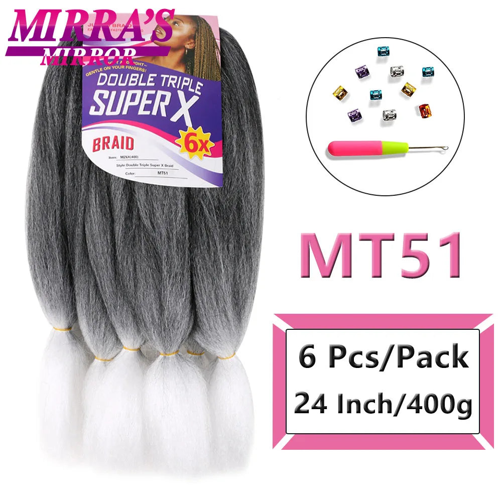 Jumbo Box Braids 400 Gramas Large YAKI Texture 6X Synthetic Braiding Hair  Pre-stretched African Braid Extensions Mirra's Mirror