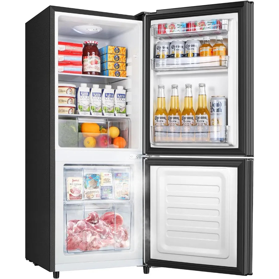 4.0 Cu.Ft Compact Mini Fridge with Bottom Freezer and Two Doors Energy-Efficient Small Refrigerator with Freezer for Bedroom Of