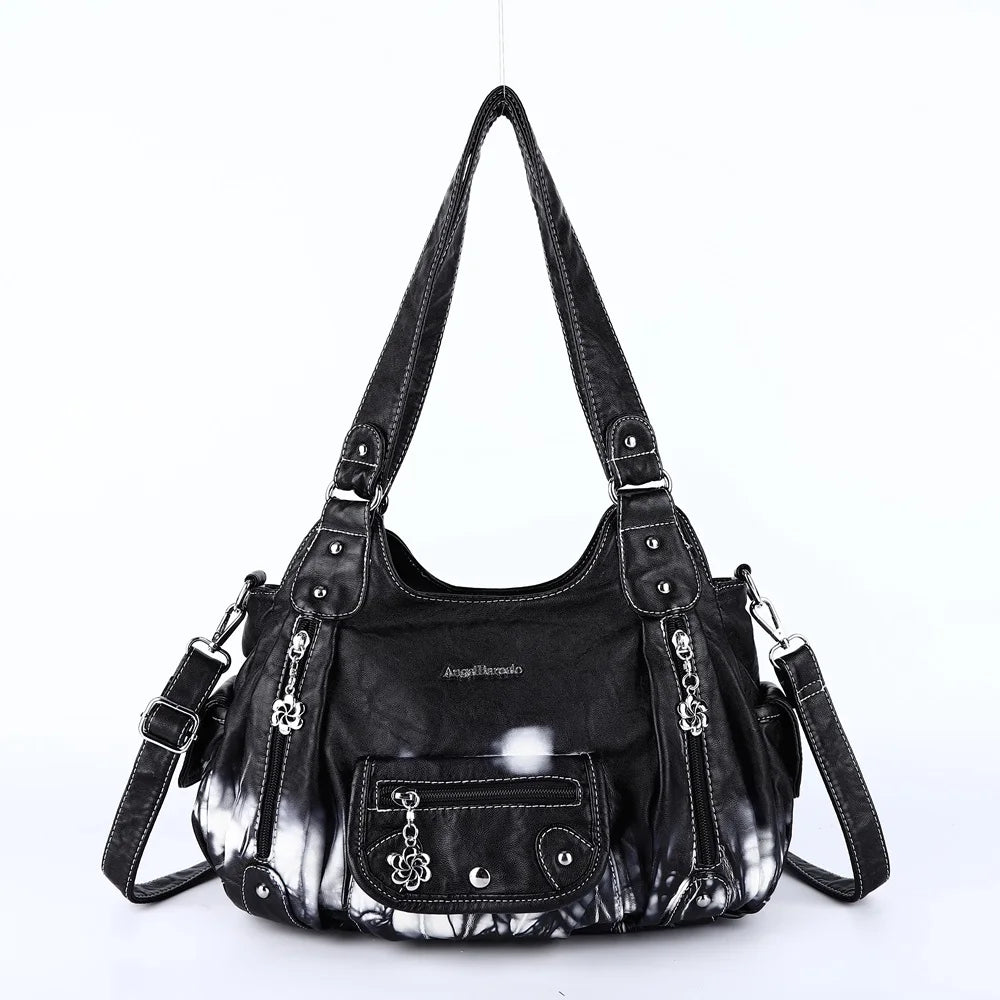 Women Handbags Satchel Top-handle Handbag Small PU Shoulder Bag 12.5”x4.4” Dumpling Pack Multi-pockets Shoulder Bags