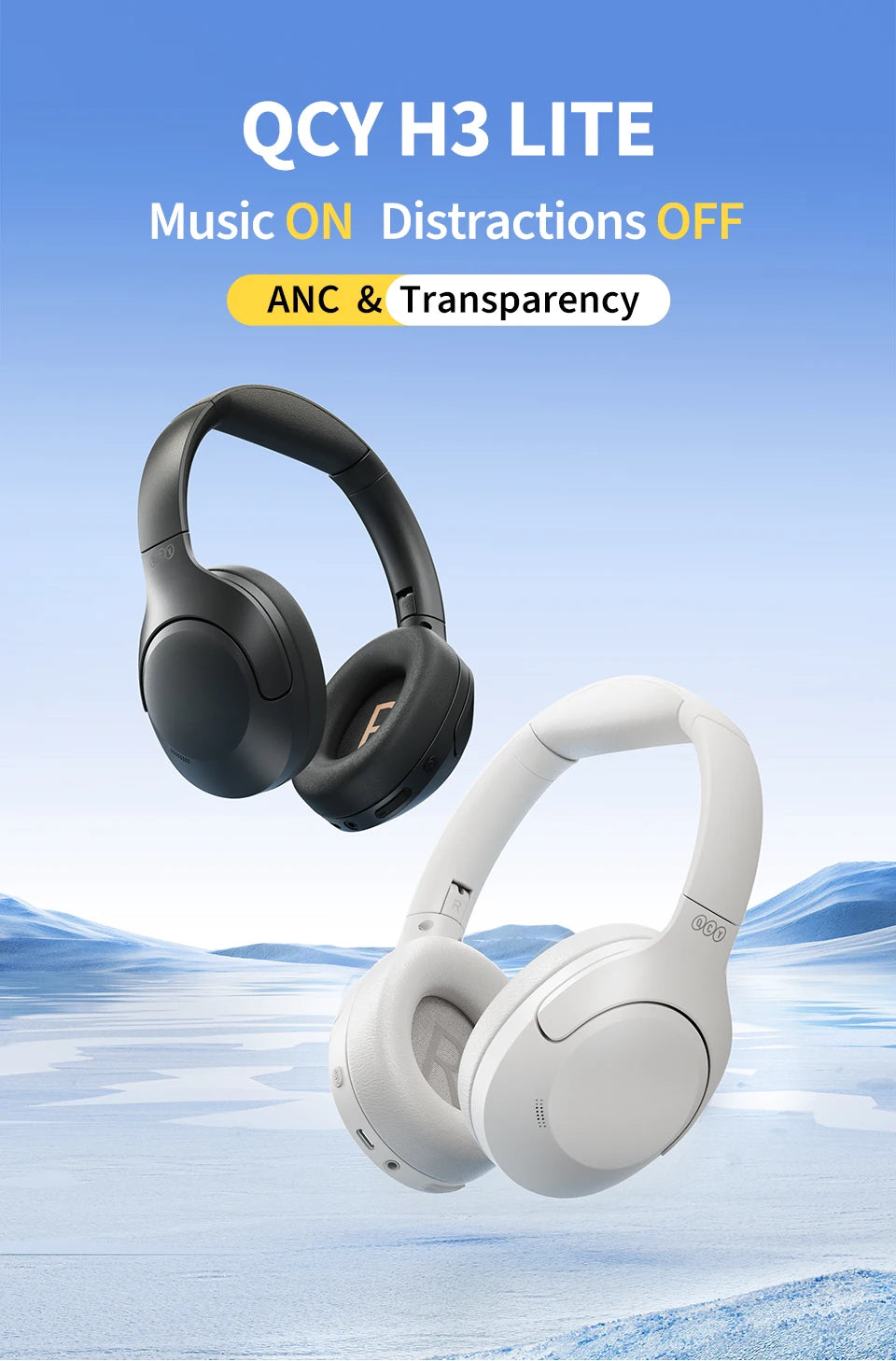 QCY H3 Lite ANC Wireless/Wired Headphones (BT 5.3, 60H)