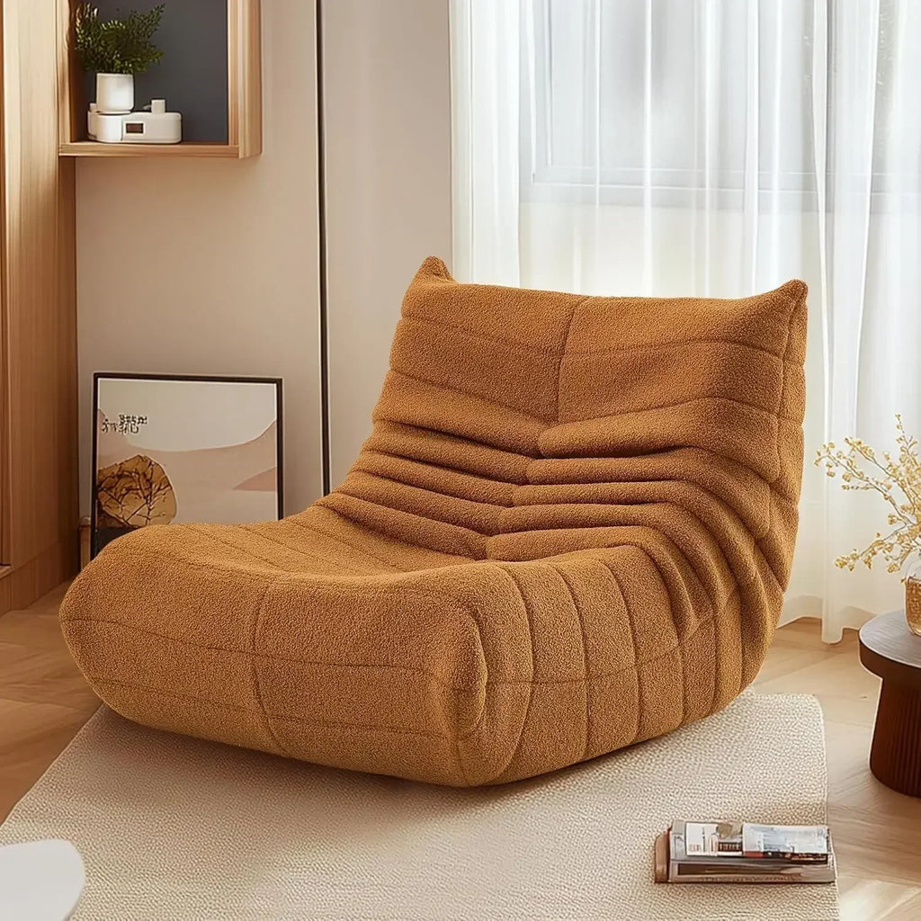 Single Casual Sofa Chair with Cat Scratch Leather Nordic Togo Lazy Caterpillar Sofa Bedroom Living Room Balcony Suede Sofa