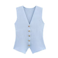 ETJ 2025 new women's elegant fashion all-match V-neck sleeveless vest jacket knitted waistcoat