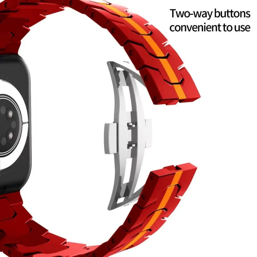 Jaytop Stainless Steel Watch Band + Case for Apple Watch (Ultra / Series 10–4 & SE) — Butterfly Buckle