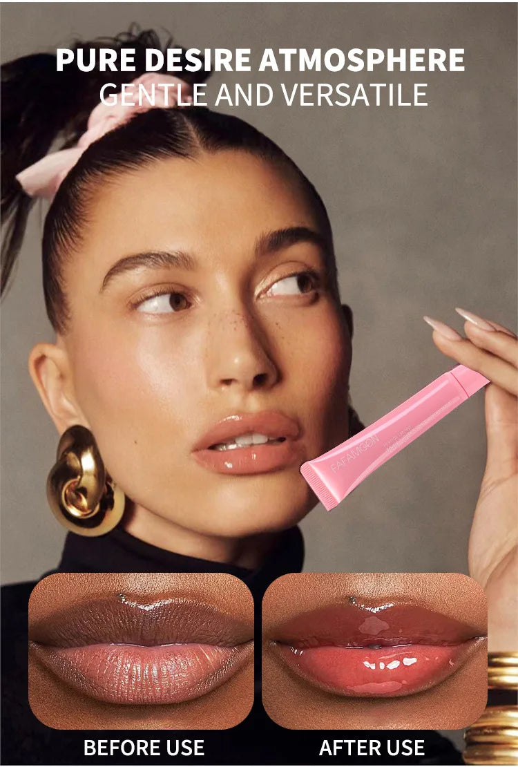 1pcs Soft Tube Mirror Lip Gloss Lip Oil Nude Brown Plumping Lip Gloss Moisturising Transparent Lipgloss Beauty Cosmetics Makeup