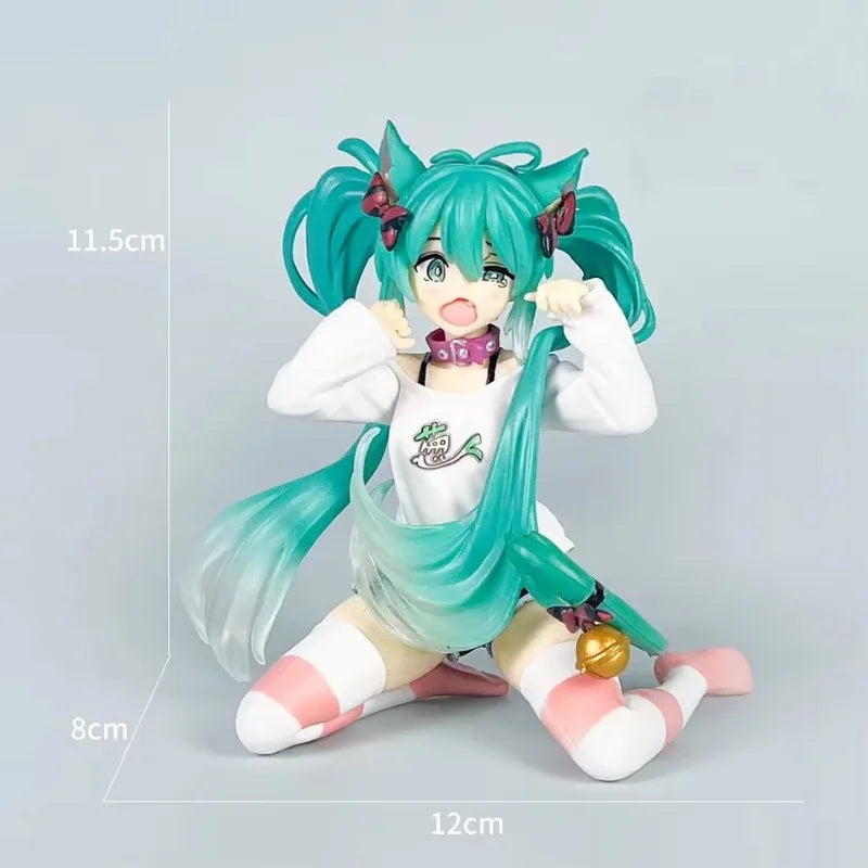 Hatsune Miku Desktop Cute Action FigureNeko T-Shirt Ver. Anime Figurine Kawaii Girl Model Toy Gift