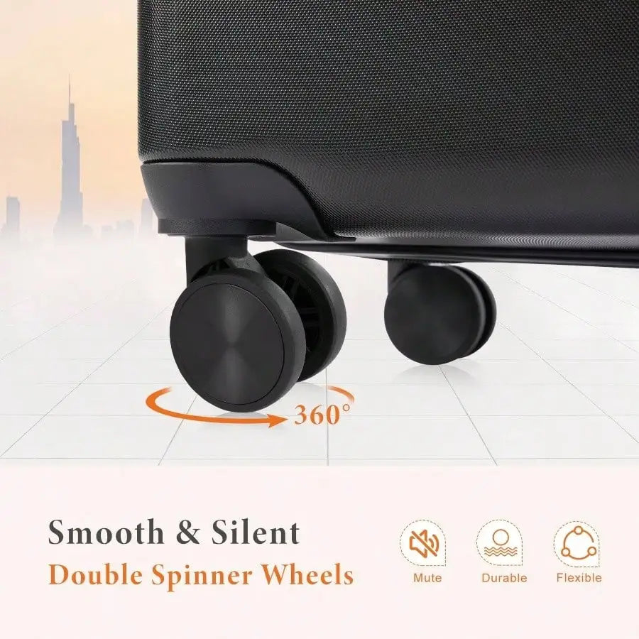 20″ Expandable Hardside Carry-On – TSA Lock, 8 Spinner Wheels (Black)