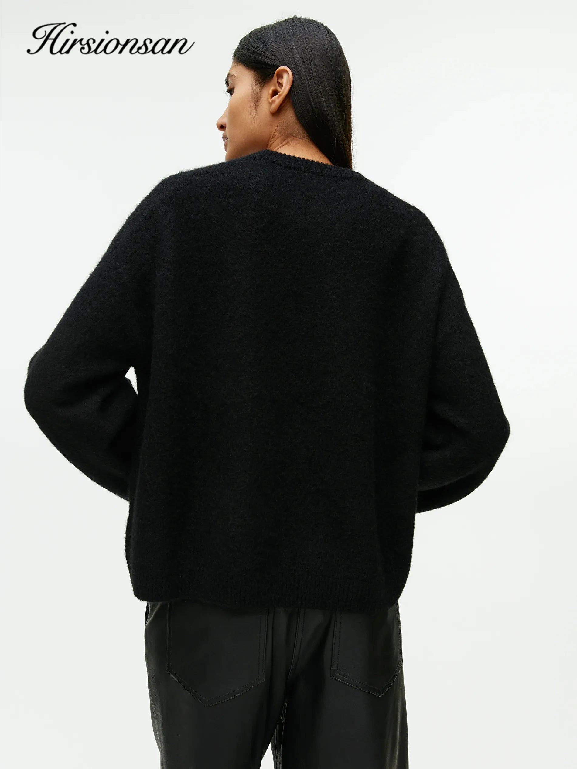 Hirsionsan Women’s Lantern Sleeve Knit Sweater – Oversized Thick Pullover, Cozy O-Neck Casual Top (2025 New Arrival)