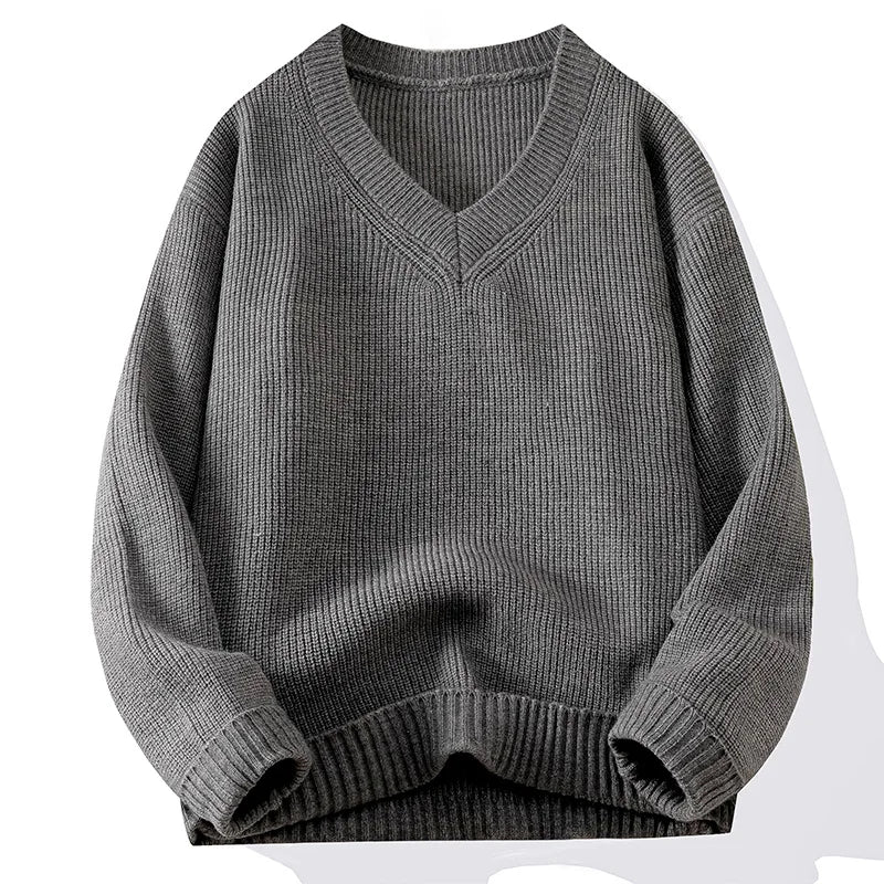 Pullover Knitwear Sweatshirts Long Sleeve Shirt Jacket Fashion V Neck Streetwear Tops Casual Wool Knit Sweater Men Clothes Coat