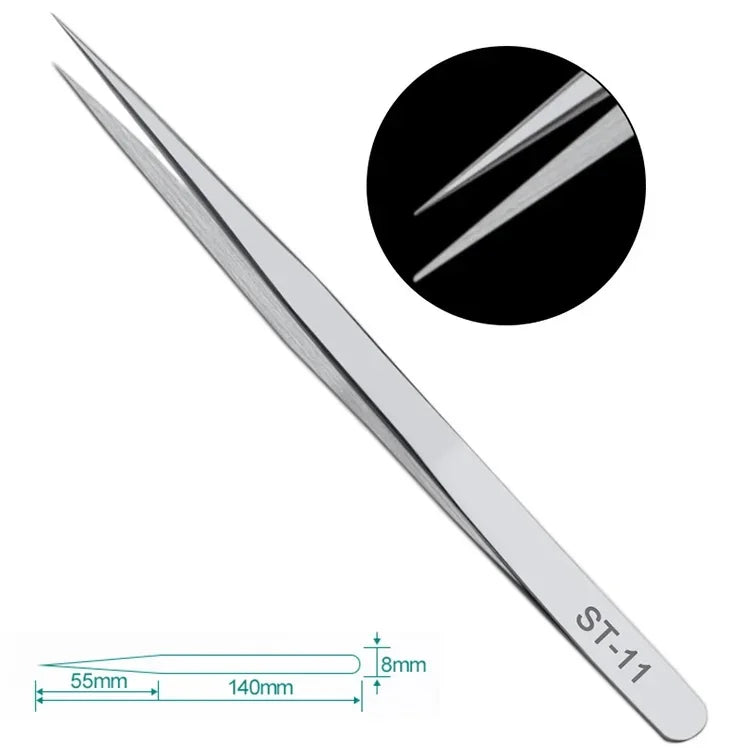 Stainless Steel Anti-static ESD Stainless Steel Tweezers Maintenance Industrial Precision Curved Straight Tweezers Repair Tool