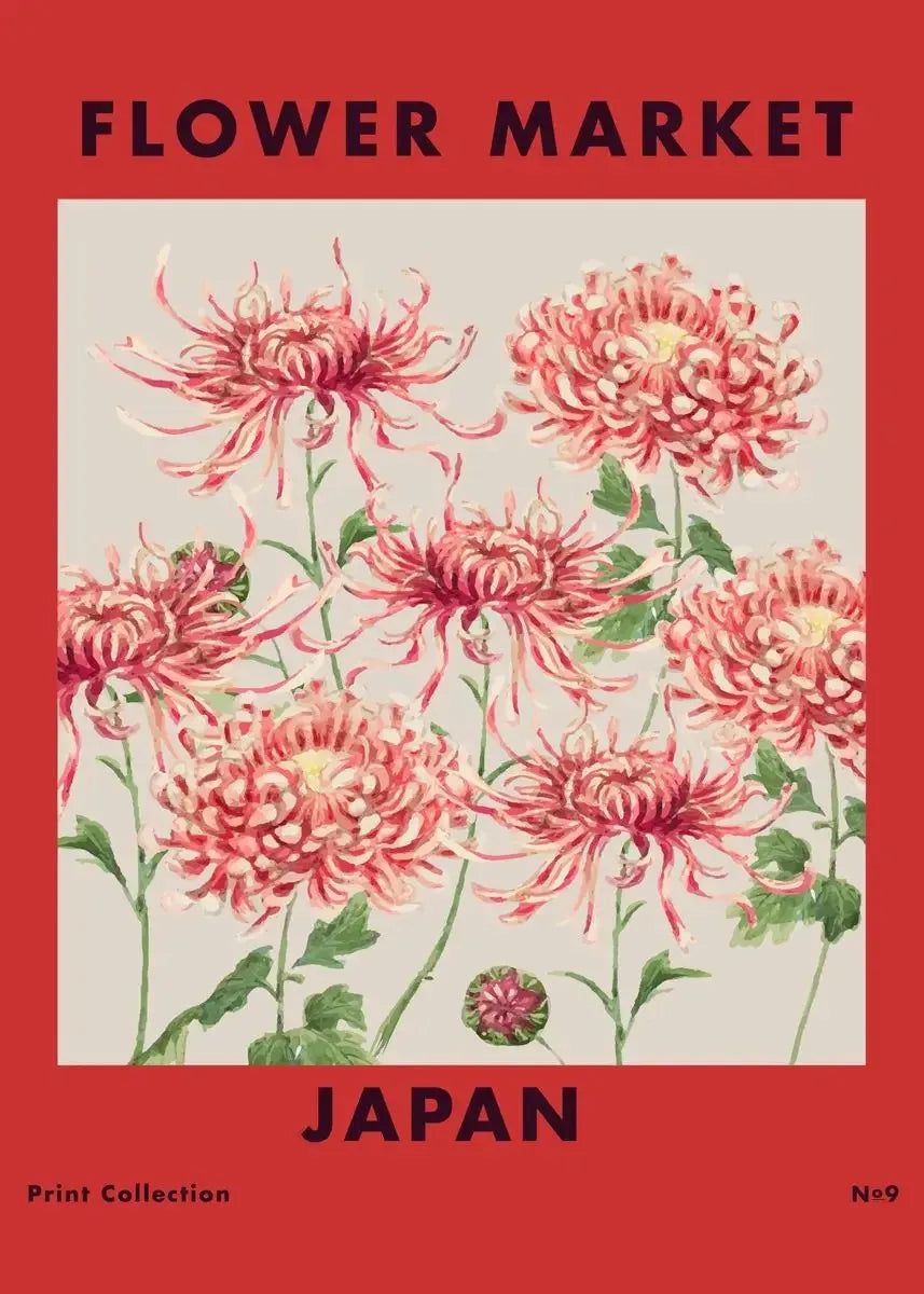 Boho Flower Market Retro Wall Art – Minimalist Canvas Print