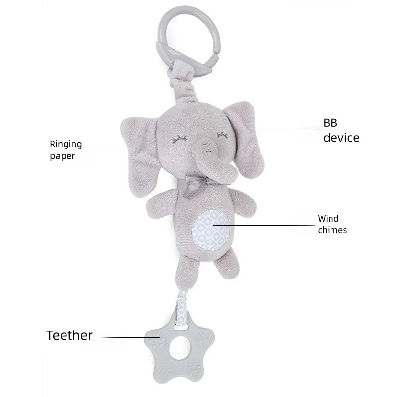 Newborn Baby Sensory Hanging Rattles Soft Early Learning Toys Kids Plush Stroller Infant Car Bed Crib with Teether for Toddlers