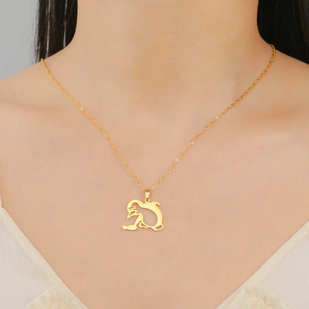 Walking Penguin Pendant Necklace | Stainless Steel Animal Chain for Women