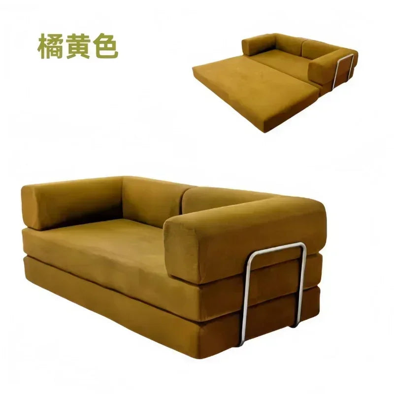 2025 New Elegant Italian Compressed Sofa Minimalist Retro Corduroy Sofa Bed Foldable Washable Customizable for Living Room