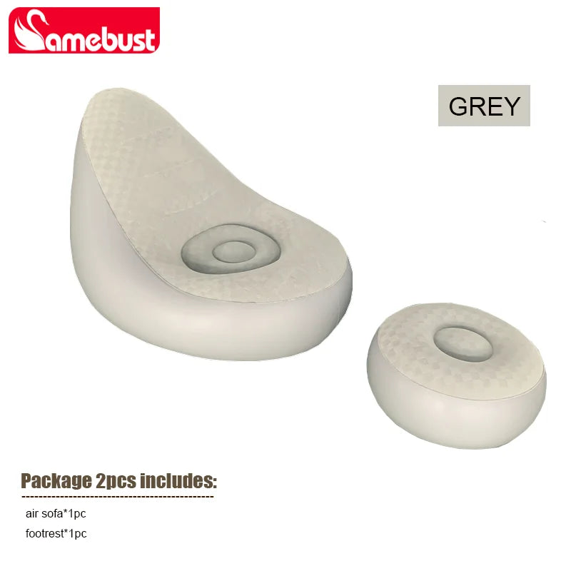 Camebust Inflatable Sofa - Flocking Surface High Quality Pvc Footstool Rapid Inflation Lazy Lounge Brown Color