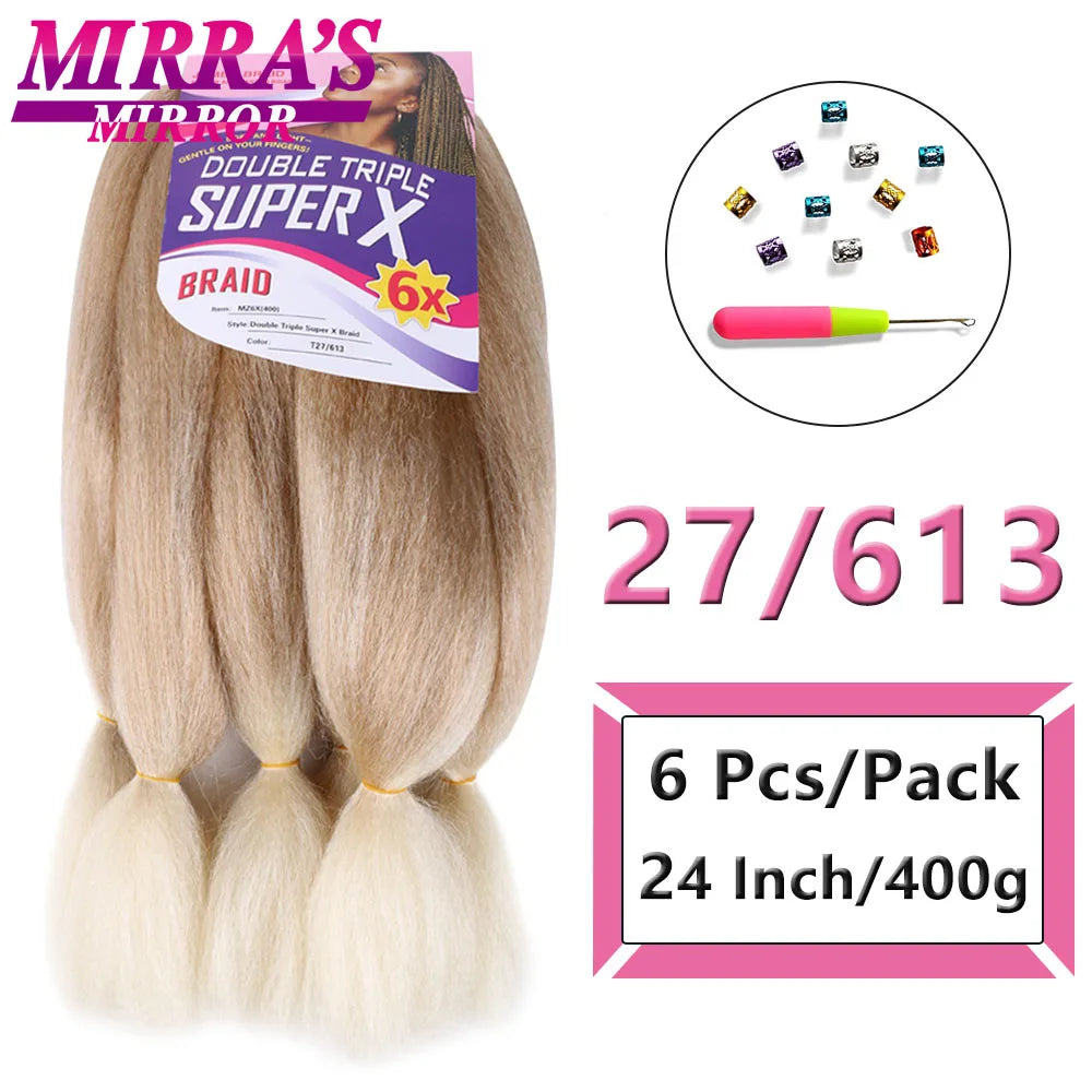 400G 24 Inch Long Jumbo Braiding Hair Super X Synthetic Jumbo Hair Extensions For Braiding African Twist Box Braids Blue Ombre