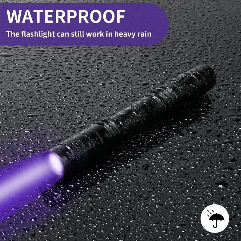 XIWANGFIRE 395nm UV Flashlight with Pen Clip (2×AA)