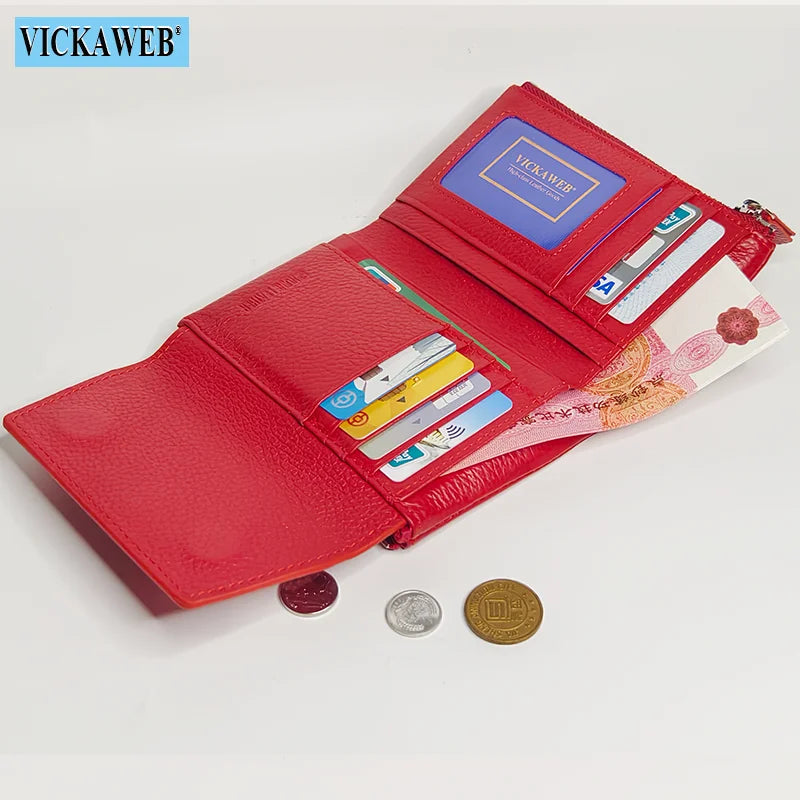 VICKAWEB Magnetic Wallet Women Short Genuine Leather Wallets Fashion Alligator Hasp Wallet Female Small Woman Wallets And Purses