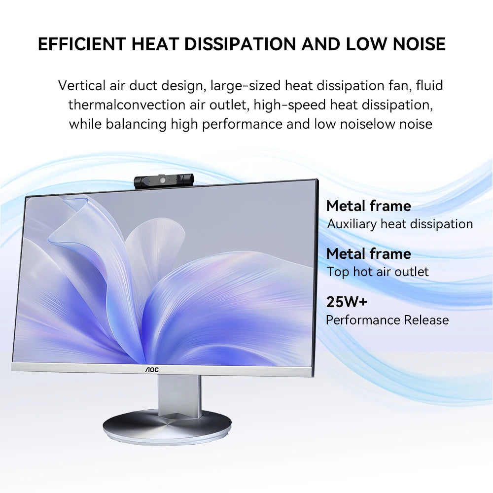 AOC 23.8″ All-in-One — Ryzen 5 5600G, 16GB RAM, 512GB SSD, Windows 11 Home, Wi-Fi, Adjustable Stand