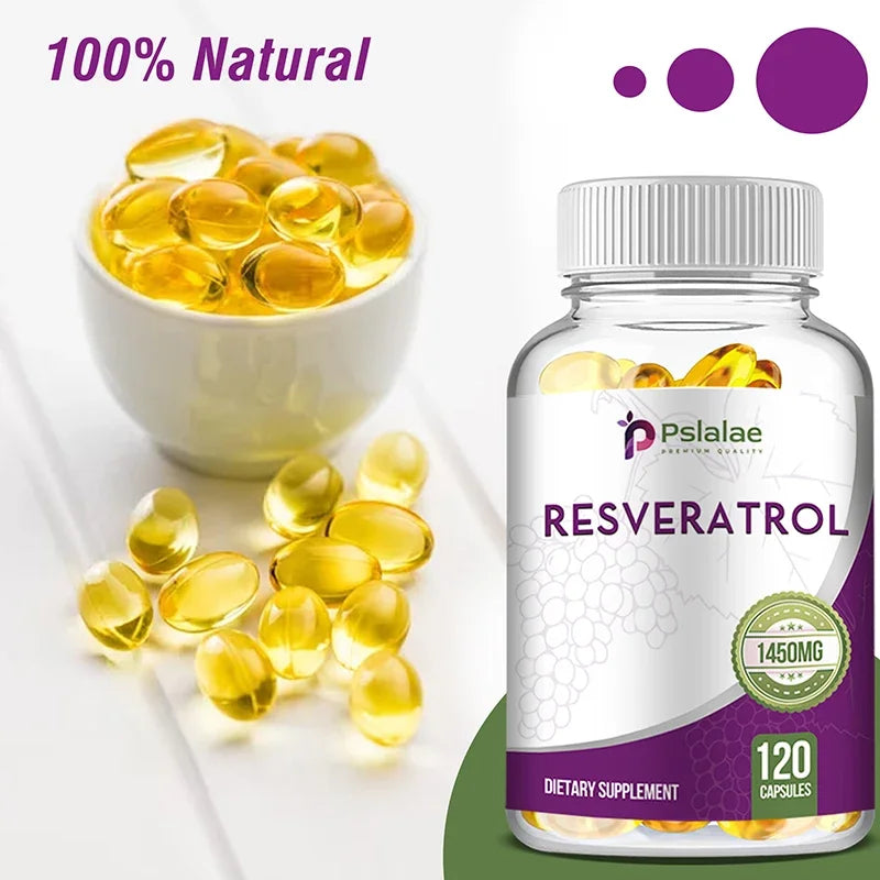 Pslalae Trans-Resveratrol Capsules – With Vitamin C, Green Tea & Grape Seed | Anti-Aging Antioxidant for Skin, Immunity & Vitality (120 Capsules)