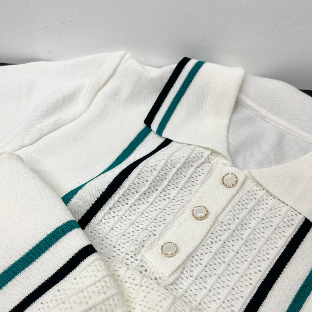 YuooMuoo Chic Fashion Sexy Package Hips Knitted Mini Dress 2026 Summer Vintage Turn-down Collar Ruffled Party Dress Streetrwear